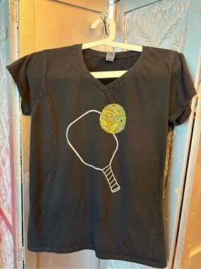 Gildan Black Short Sleeve Tee with Yellow Graphic